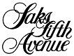 Elegant black and white Saks Fifth Avenue logo with ornate script.